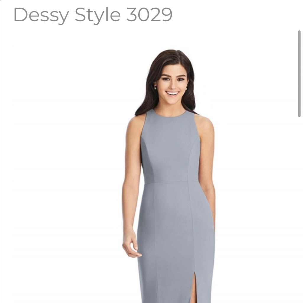 Dessy 3029 Platinum Size 8. Never Altered.